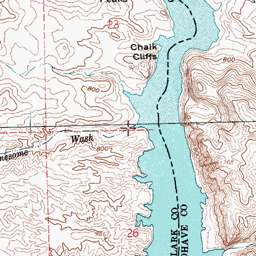 Topographic Map of Lonesome Wash Cove, NV