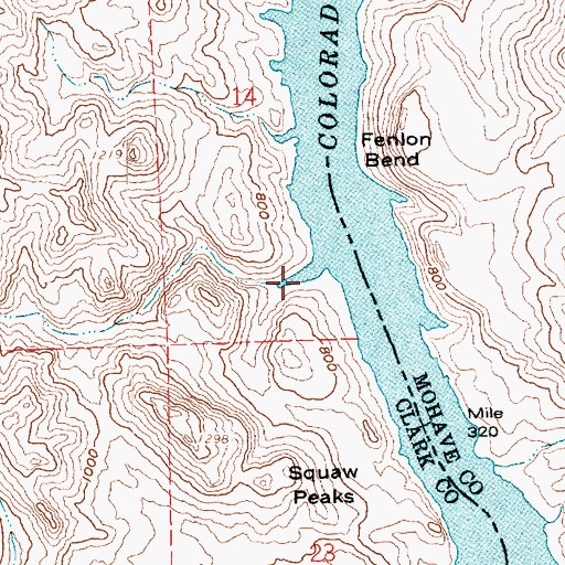 Topographic Map of Fenlon Bend Cove, NV
