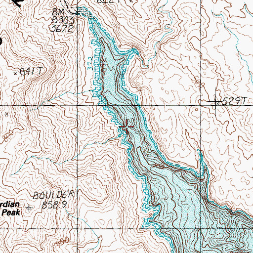 Topographic Map of Boulder Wash Cove, NV