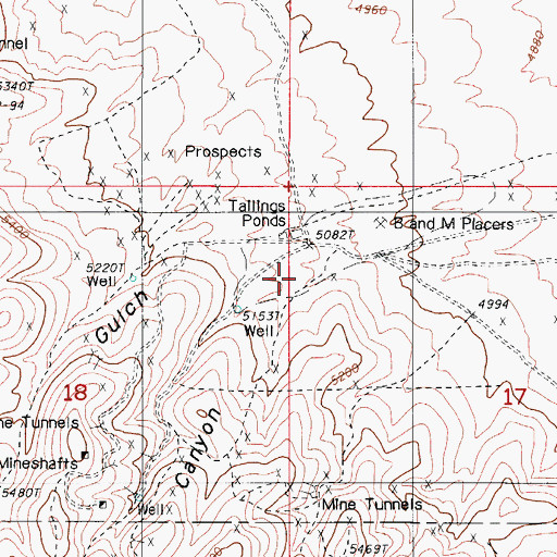 Topographic Map of BM Placers, NV
