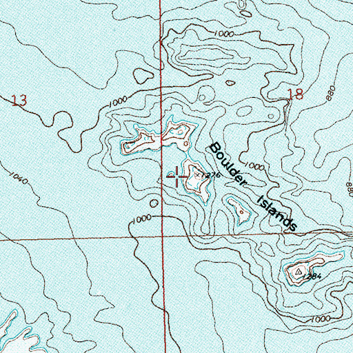 Topographic Map of Boulder Islands, NV