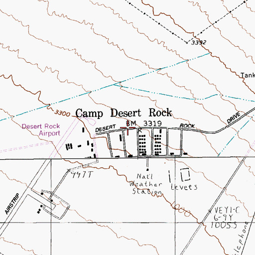 Topographic Map of Camp Desert Rock, NV