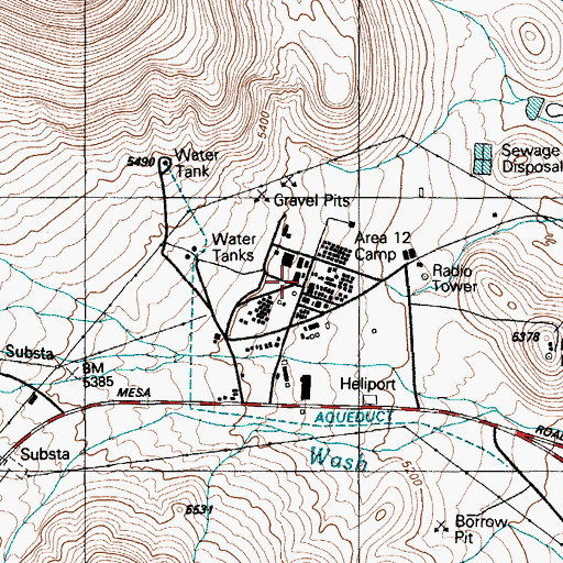 Topographic Map of Area 12 Camp, NV