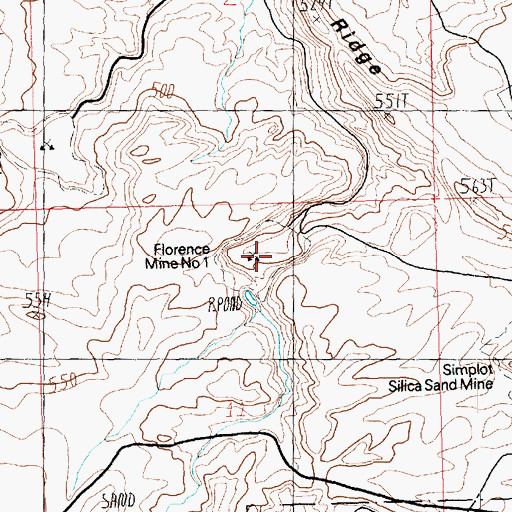 Topographic Map of Florence Mine Number One, NV