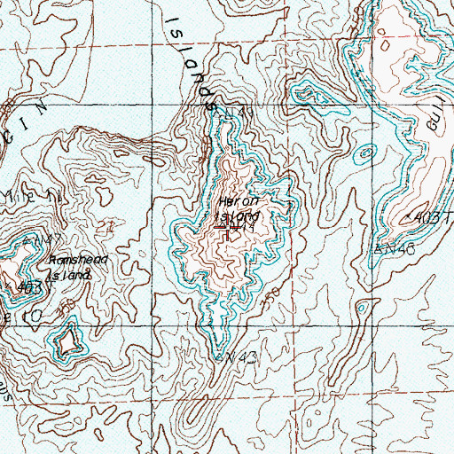 Topographic Map of Overton Islands, NV