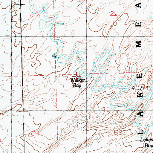 Topographic Map of Walker Bay, NV