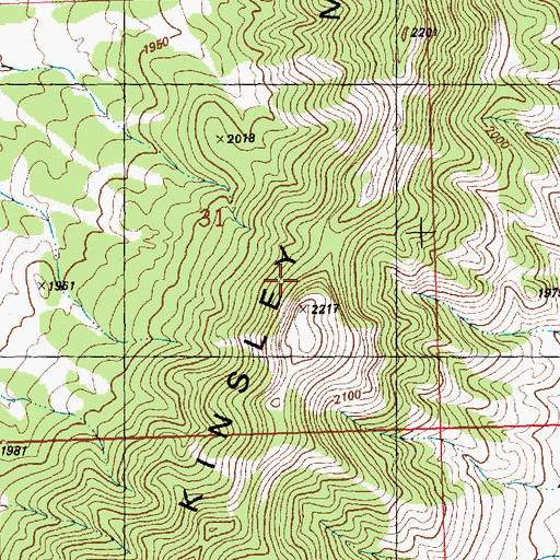 Topographic Map of Kinsley Mountains, NV