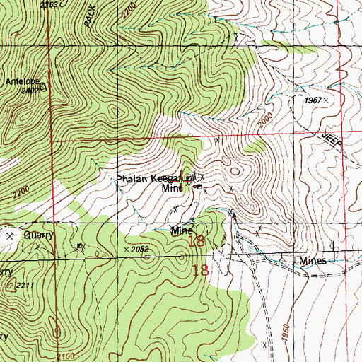 Topographic Map of Phalan Keegan Mine, NV