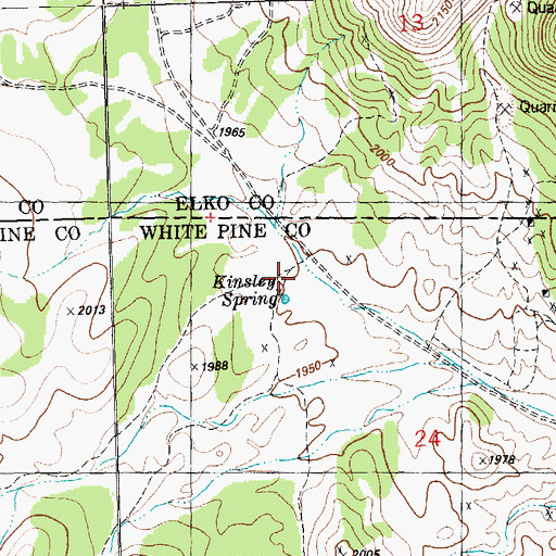 Topographic Map of Kinsley Mining District, NV