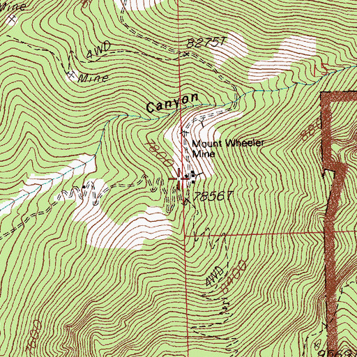 Topographic Map of Mount Wheeler Mine, NV