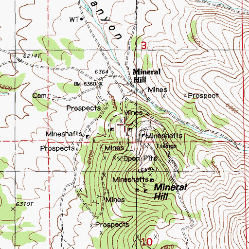 Topographic Map of Mineral Hill Mines, NV