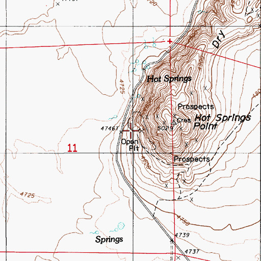 Topographic Map of Hot Springs Point Mine, NV