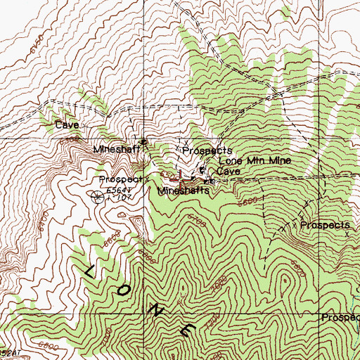 Topographic Map of Mountain View Extension Mine, NV