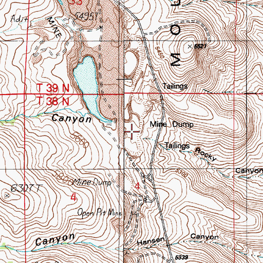 Topographic Map of Riley Extension Mine, NV