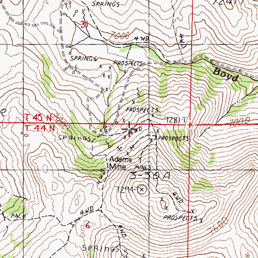 Topographic Map of Homer Verne Mine, NV