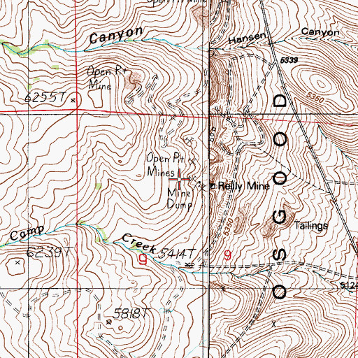 Topographic Map of Top Row Mine, NV