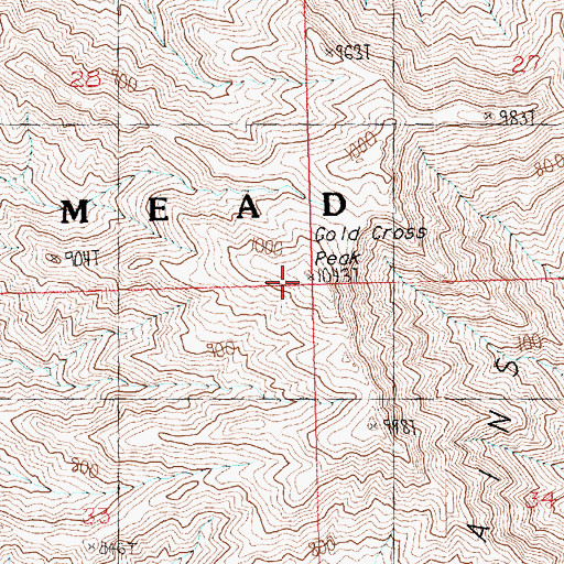 Topographic Map of Gold Cross Peak, NV