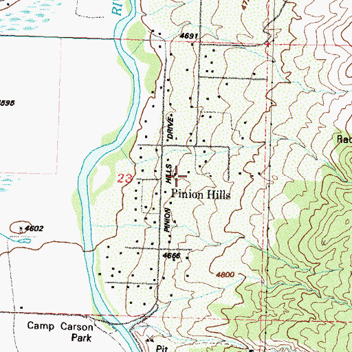 Topographic Map of Pinyon Hills, NV