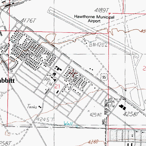Topographic Map of Babbitt, NV