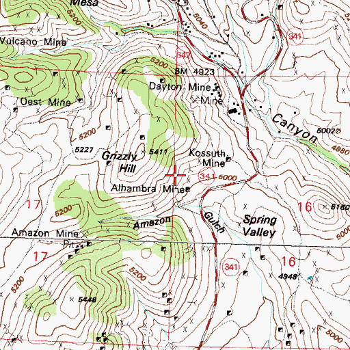 Topographic Map of Alhambra Mine, NV