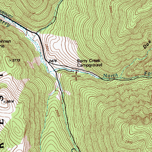 Topographic Map of Berry Creek Campground, NV