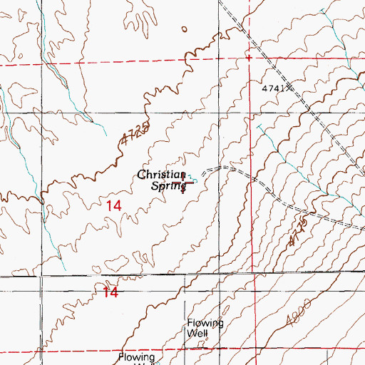 Topographic Map of Christian Spring, NV