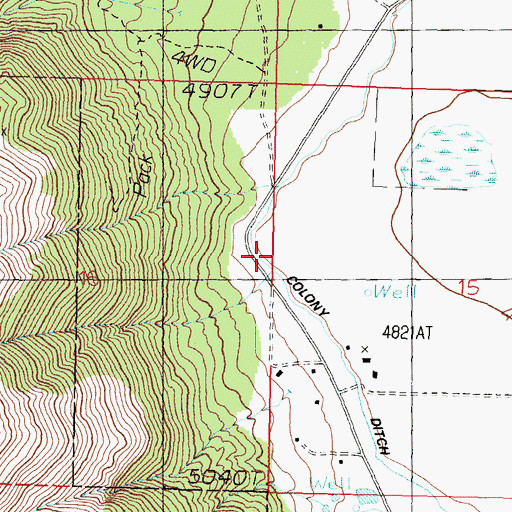 Topographic Map of Colony Ditch, NV