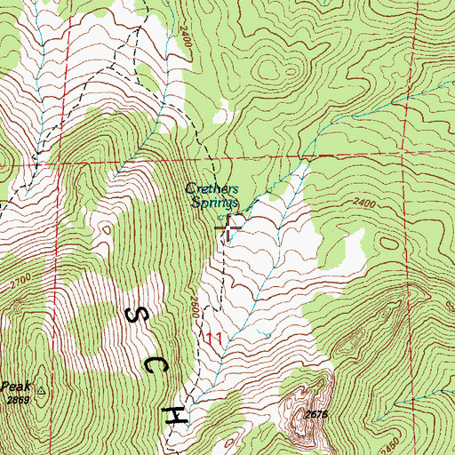 Topographic Map of Crethers Springs, NV