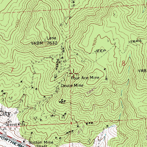 Topographic Map of Four Ace Mine, NV