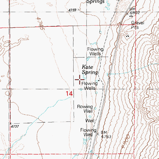 Topographic Map of Kate Spring, NV