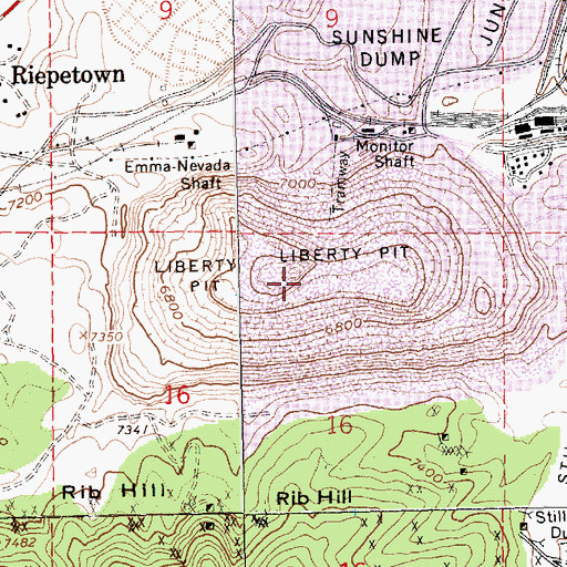Topographic Map of Liberty Pit, NV