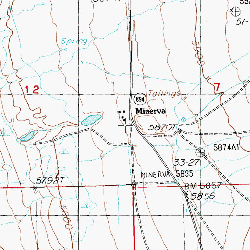 Topographic Map of Minerva, NV