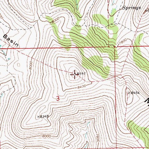 Topographic Map of Snake Mountains, NV