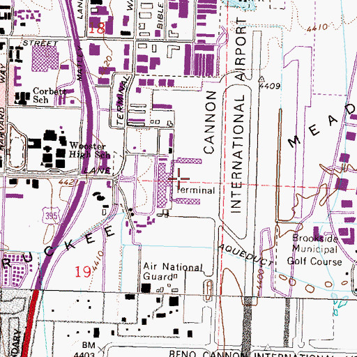 Topographic Map of Reno/Tahoe International Airport, NV