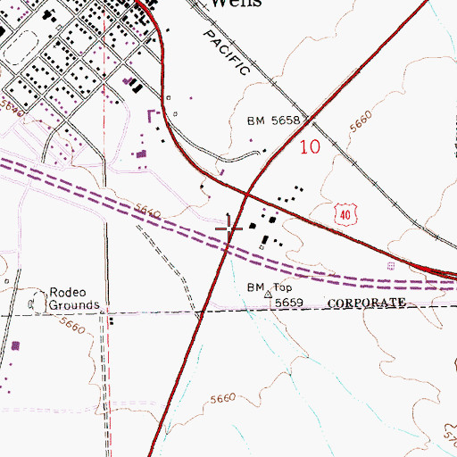 Topographic Map of Wells District Ranger Office, NV