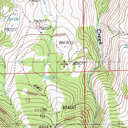Topographic Map of Three Day Creek Trailhead, NV