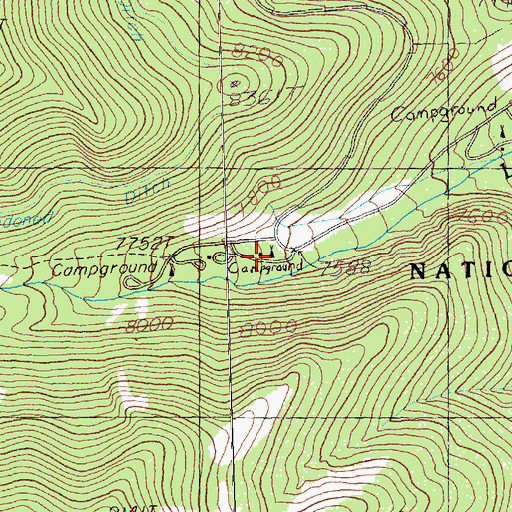 Topographic Map of Upper Lehman Creek Campground, NV