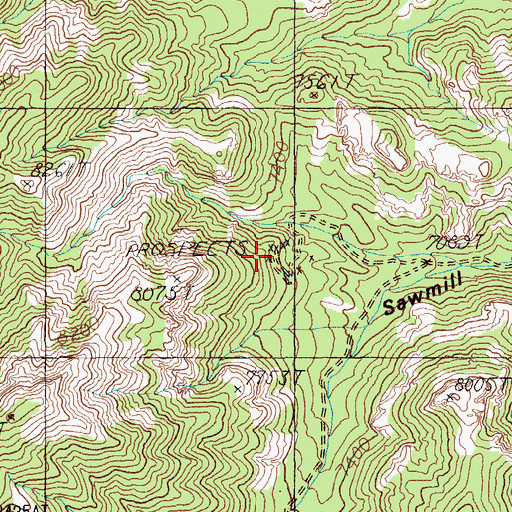 Topographic Map of Mamouth Mine, NV