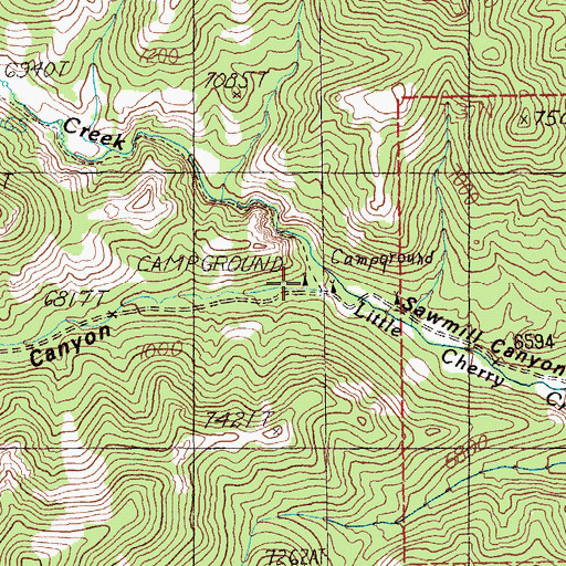 Topographic Map of Cherry Creek Forest Service Recreation Site, NV