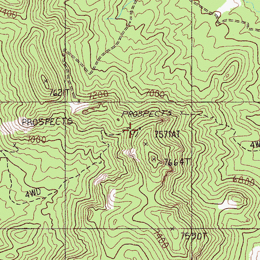 Topographic Map of Toms Mine, NV