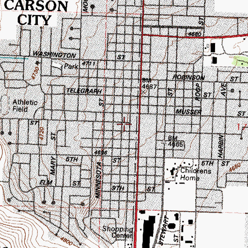 Topographic Map of Carson City, NV