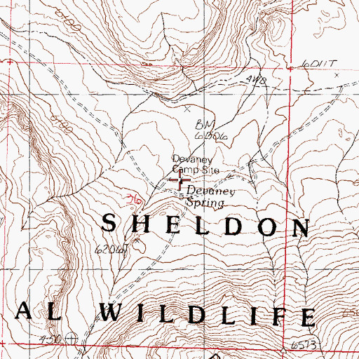 Topographic Map of Devaney Camp (historical), NV