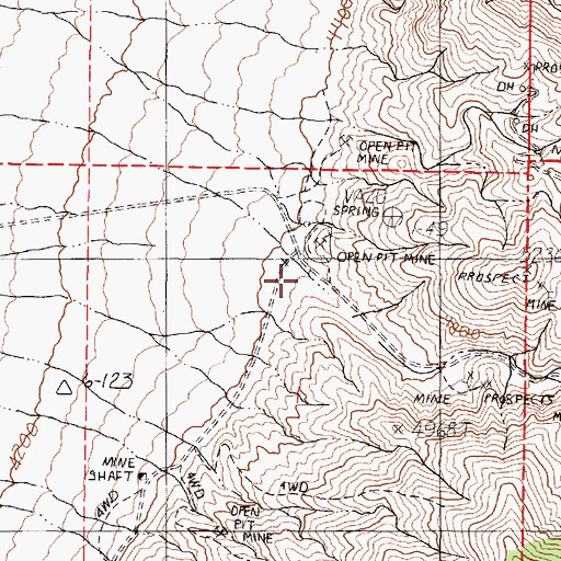 Topographic Map of Fondaway Canyon, NV