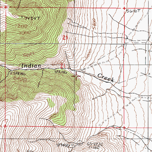 Topographic Map of Indian Ranch (historical), NV