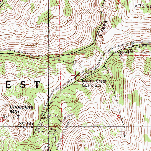Topographic Map of Martin Creek Guard Station, NV