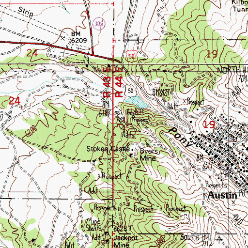 Topographic Map of Bartlett Mine, NV
