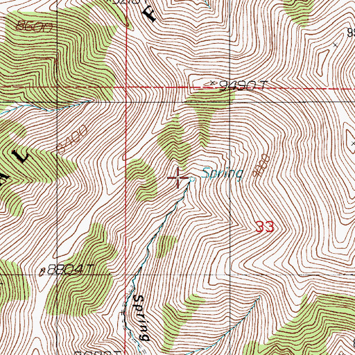 Topographic Map of Spring Canyon, NV