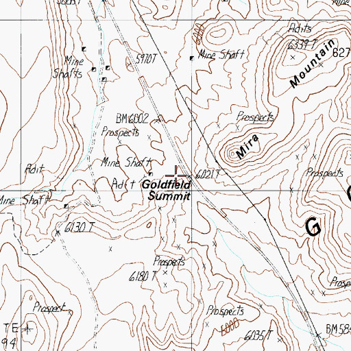 Topographic Map of Goldfield Summit, NV