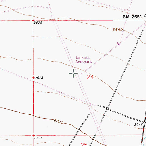 Topographic Map of Jackass Aeropark (historical), NV