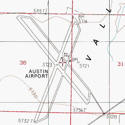 Topographic Map of Austin Airport, NV